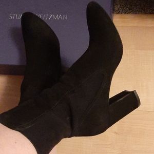 Stuart Weitzman Black Suede Ankle Boots